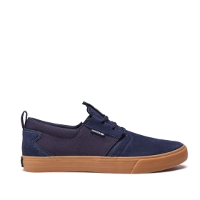 Supra Mens FLOW Low Top Shoes Navy/Gum | US-69455